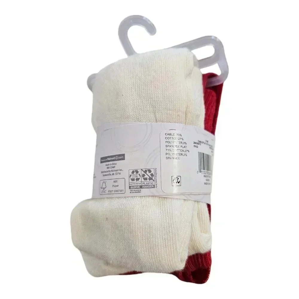 6-18M Red and White Toddler Tights Set of 2